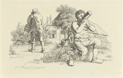 Zwei Bauern auf einem Hof von Jacob Ernst Marcus
