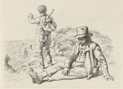 Sitzender und stehender Mann an einem Strand (Serientitel: Studien-Druckwerk) von Jacob Ernst Marcus