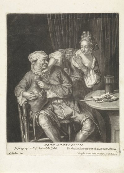 Frau und Mann mit einem Weinkrug von Jacob Gole
