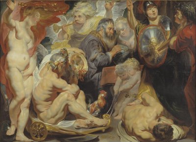 Allegorie auf die Wissenschaft. Minerva und Chronos schützen die Wissenschaft vor Neid und Unwissenheit von Jacob Jordaens