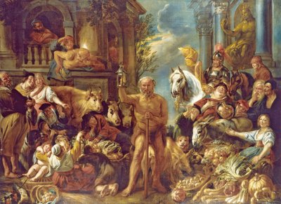 Diogenes sucht einen ehrlichen Mann von Jacob Jordaens