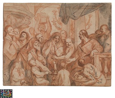 Christus und die Ehebrecherin, vorbereitende Skizze, Rückseite: Die Gefangennahme von Christus von Jacob Jordaens