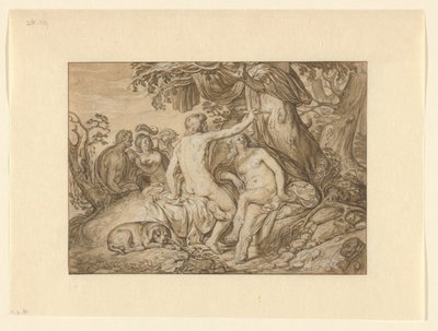Paris und Oenone oder Angelica und Medoro ritzen ihre Namen in einen Baum von Jacob Lois