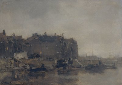 Häuser an der Prins Hendrikkade, Amsterdam, an einem nebligen Tag von Jacob Maris