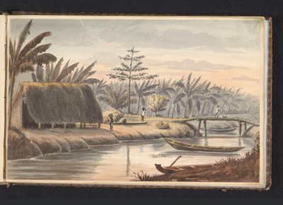 Plantage Visserszorg mit Bananenfeld von Jacob Marius Adriaan Martini van Geffen