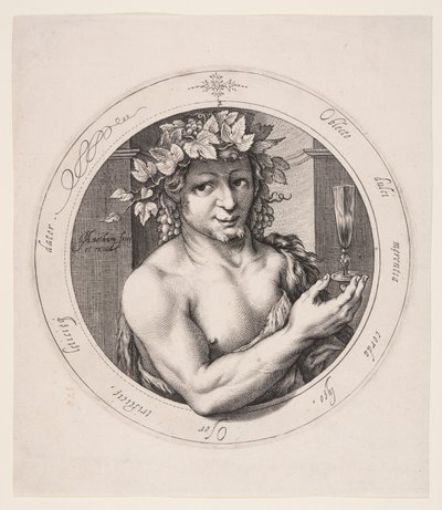 Bacchus, Platte 2 aus der Serie der Drei Götter von Jacob Matham