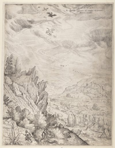 Böhmische Landschaft mit Paaren und Jägern (rechte Platte) von Jacob Matham
