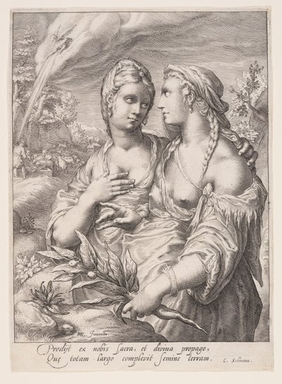 Lea und Rachel, aus Die Frauen der Patriarchen von Jacob Matham