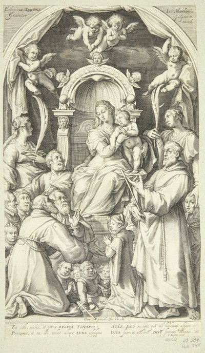 Maria und das Kind mit Mäzenen und Heiligen (Heilige Lucia, Katharina von Alexandria, Franz von Assisi und Mitglieder der Zuccaro-Familie) von Jacob Matham