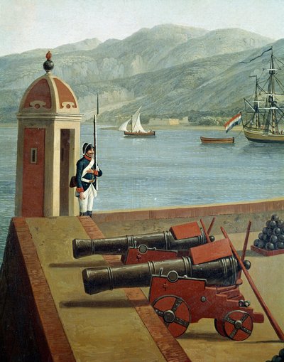 Ansicht der militärischen Befestigungen des Hafens von Reggio Calabria (Detail) von Jacob Philippe Hackert