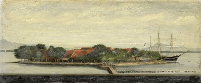 Blick auf die Kuiper-Insel in der Bucht von Batavia von Jacob Pieter Mercier