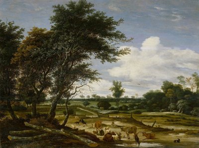 Landschaft mit Hirten und Vieh von Jacob Salomonsz. van Ruysdael