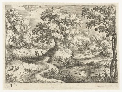 Landschaft mit Reisenden in der Nähe von Häusern von Jacob Savery (I)