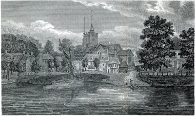 Gravur der St. Nicholas Kirche Chiswick von Schnebbelie 1807 von Jacob Schnebbelie