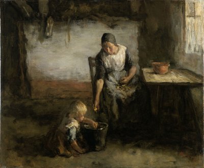 Frau beim Kartoffelschälen von Jacob Simon Kever