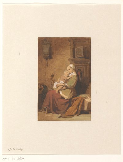 Mutter und Kind in einem Innenraum von Jacob Spoel