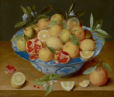 Stillleben mit Zitronen, Orangen und einem Granatapfel, ca. 1620-40 von Jacob van Hulsdonck