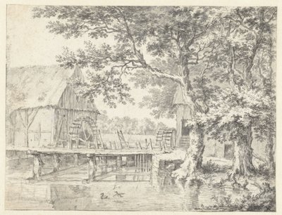 Zeichnung einer Doppelwassermühle von Jacob van Ruisdael