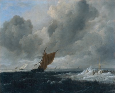 Stürmische See mit Segelschiffen von Jacob van Ruisdael