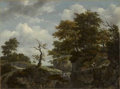 Landschaft mit Brücke, Vieh und Figuren von Jacob van Ruisdael