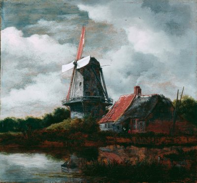 Landschaft mit Bauernhaus und Windmühle von Jacob van Ruisdael