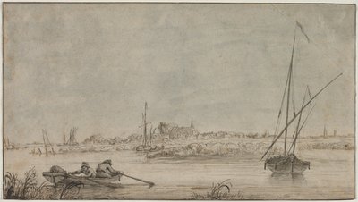 Ansicht von Dordrecht vom Fluss aus von Jacob van Strij