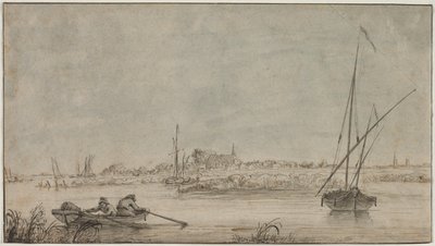 Blick auf Dordrecht vom Fluss, 1775-1815 von Jacob van Strij