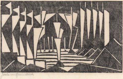Komposition (Segeln auf einem See) von Jacoba van Heemskerck (signed by artist)