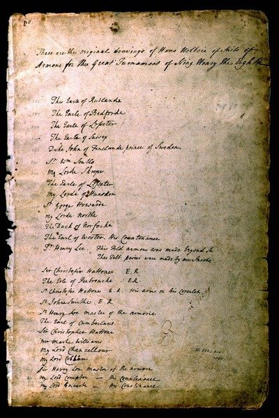 Index zu Rüstungen aus einem elisabethanischen Rüstungsalbum, ca. 1589 von Jacobe Halder