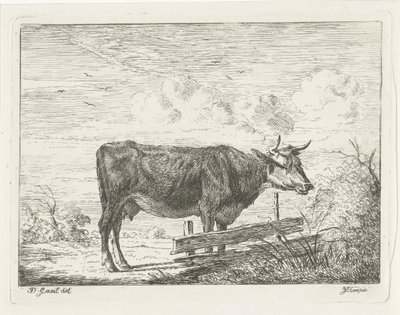 Kuh, stehend am Zaun von Jacobus Cornelis Gaal