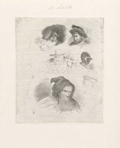 Porträtstudie verschiedener Köpfe von Jacobus Ludovicus Cornet