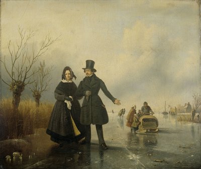 Porträt von Herrn und Frau Thijssen auf dem Eis von Jacobus Sörensen