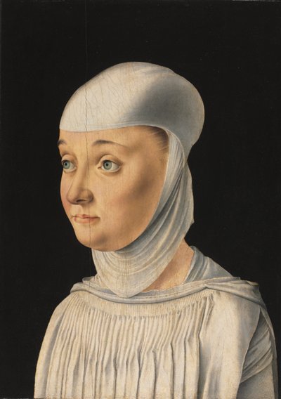 Porträt einer Frau, möglicherweise eine Novizin von San Secondo, um 1490 von Jacometto Veneziano