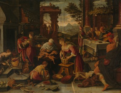 Lazarus und der reiche Mann von Jacopo (1510-92) Bassano