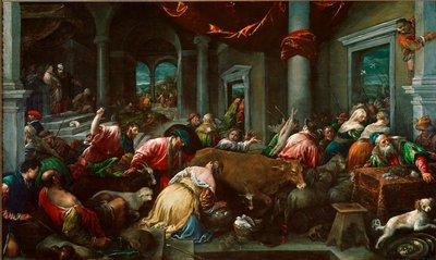 Die Reinigung des Tempels oder Christus vertreibt die Händler aus dem Tempel von Jacopo Bassano