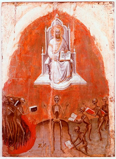 Linkes Panel des Polyptychons der Offenbarung: Christus mit dem Buch des Lebens von Jacopo Alberegno