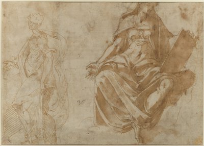 Heilige Cäcilia und eine sitzende weibliche Figur, die ein Buch hält von Jacopo Ianguidi Bertoia