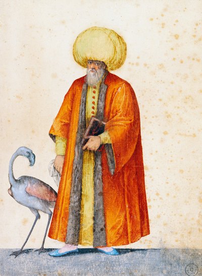 Türkischer Mann mit Flamingo, Zeichnung von Jacopo Ligozzi (1547-1627) von Jacopo Ligozzi