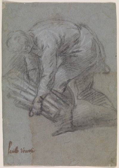 Mann, der sich nach links beugt mit einem Zweig in den Armen von Jacopo Palma (il Giovane)