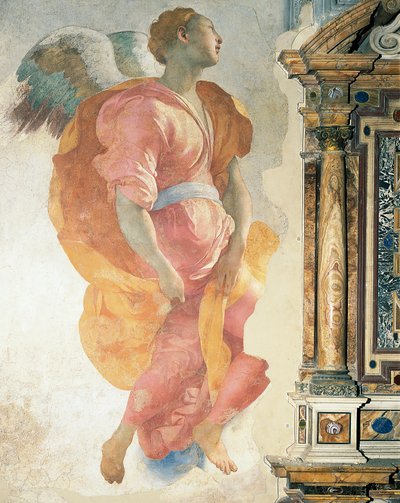 Erzengel Gabriel, Fresko, Capponi-Kapelle, Kirche Santa Felicita, Florenz von Jacopo Pontormo