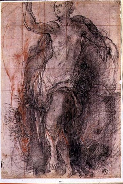 Studie einer weiblichen Figur mit lockerer Draperie von Jacopo Pontormo