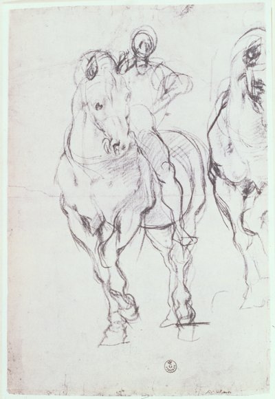 Studie eines Reiters für Die Israeliten löschen ihren Durst in der Wüste von Jacopo Pontormo