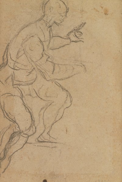 Sitzender Mann von unten gesehen (Schwarzkreide auf Papier) (verso) von Jacopo Robusti Tintoretto