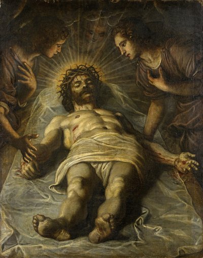 Der tote Christus mit zwei Engeln von Jacopo Robusti Tintoretto
