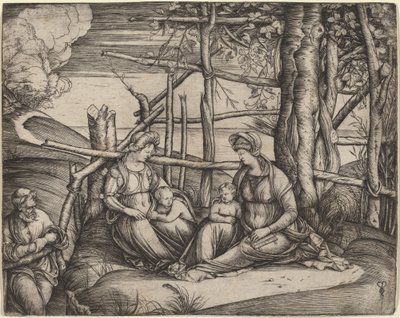 Heilige Familie mit der Heiligen Elisabeth und dem kleinen Heiligen Johannes dem Täufer von Jacopo de Barbari