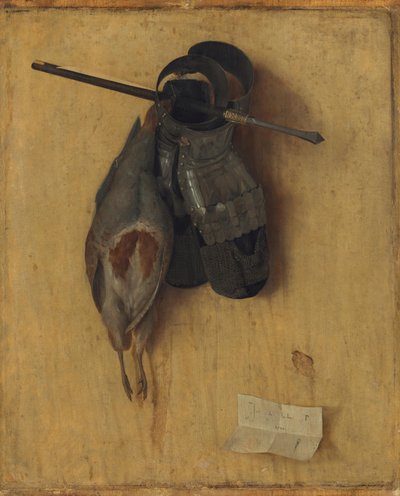 Totes Rebhuhn mit Eisenhandschuhen und Armbrustbolzen von Jacopo de