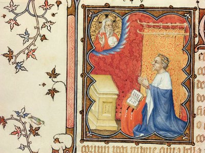 Ms Lat 18014 Jean de France (1340-1416) Herzog von Berry betet vor dem Ewigen Vater, aus Les Petites Heures de Duc de Berry, ca. 1385-90 von Jacquemart de Hesdin