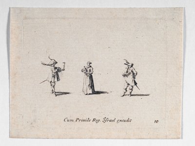 Eine Dame mit einer Weinflasche und zwei Kavaliere von Jacques Callot