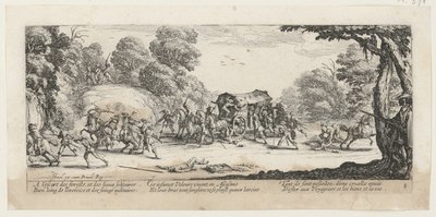 Angriff auf eine Postkutsche, Blatt 8 der Folge "Grauen des Krieges" von Jacques Callot