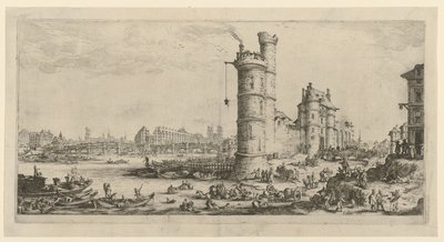 Ansicht des Pont-Neufs, Blatt der Folge "Zwei große Ansichten von Paris" von Jacques Callot